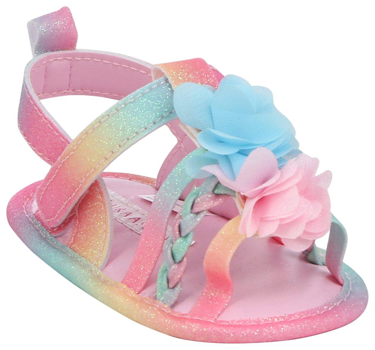 Toddler Girls Rainbow Floral Braided Sandals