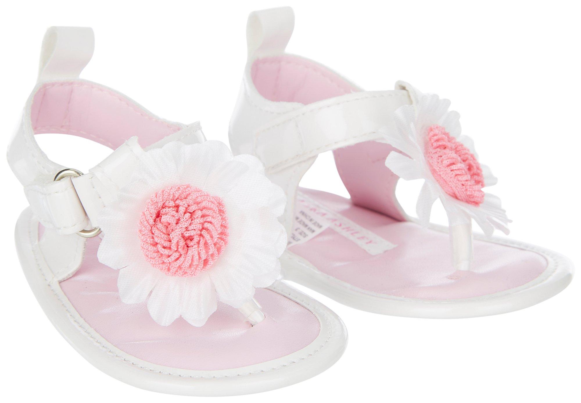 Toddler Girls White Pink Flower Sandals
