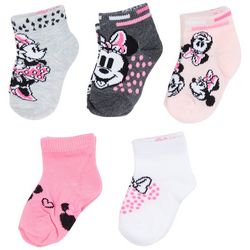 Miniie Mouse Baby Girls 5-pk. Midcrew Print Socks