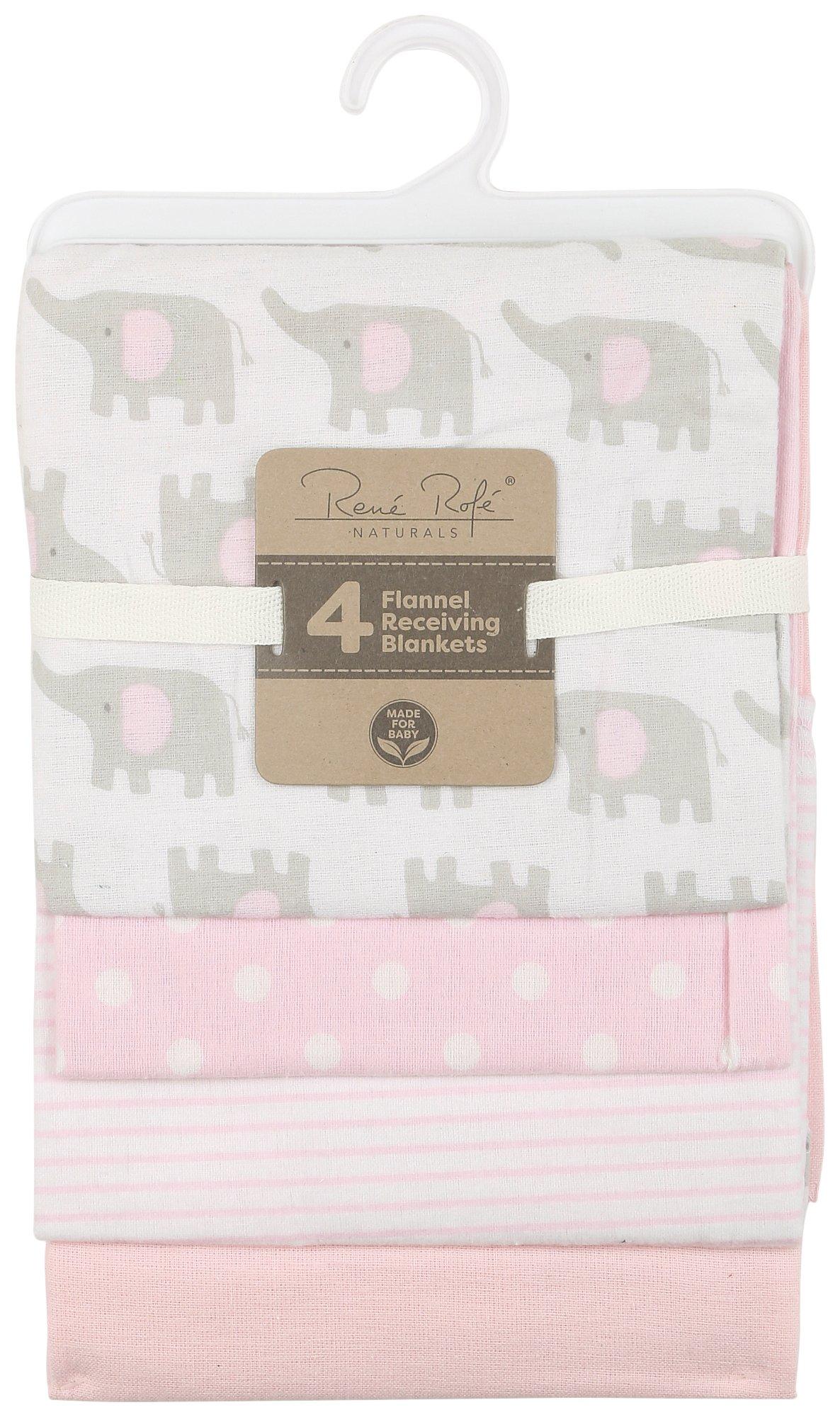 Baby 4 Pk. Printed Elephant Blankets
