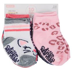 Baby Girl 10-pk. Leopard Non-Slip Socks