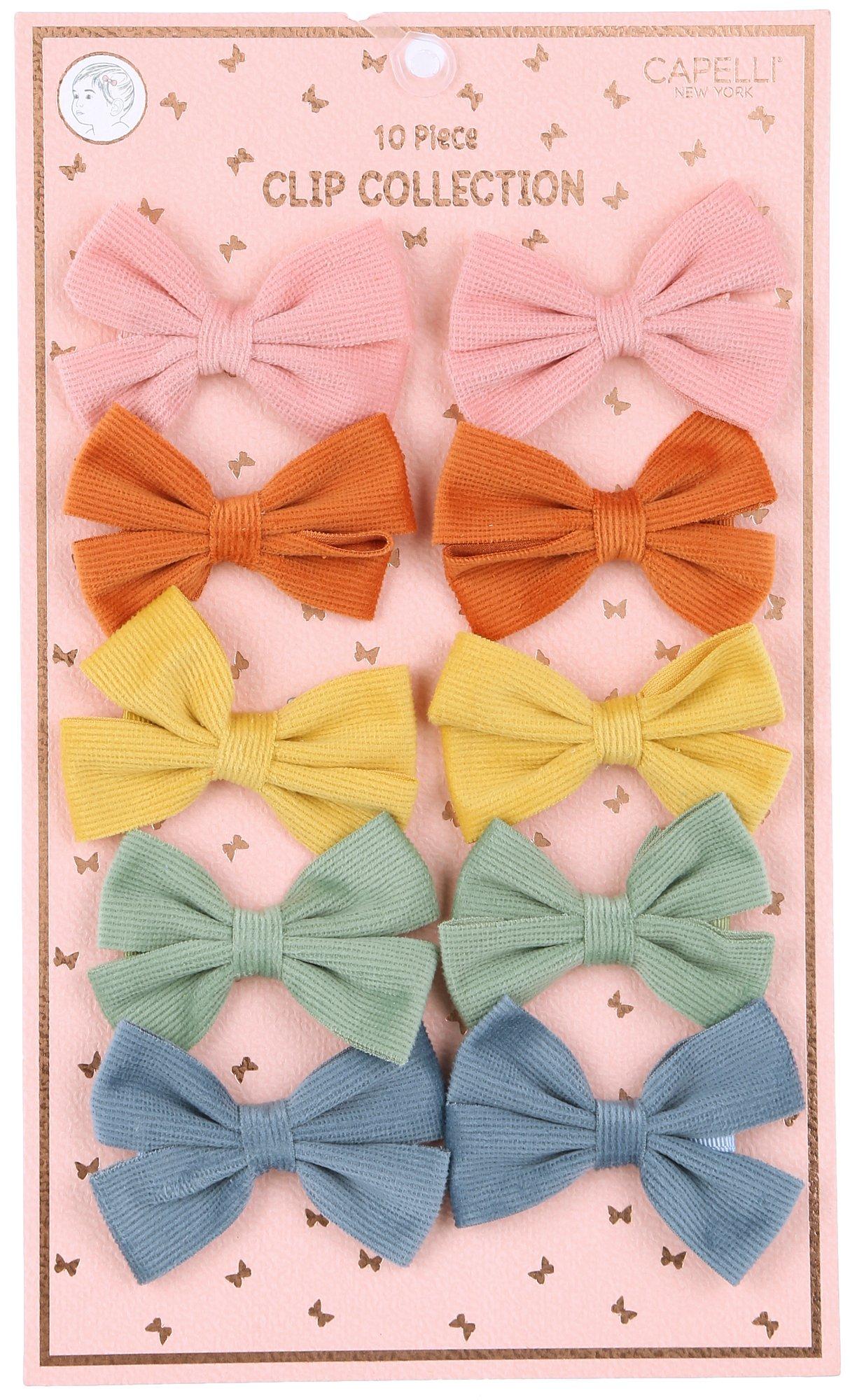 10-pk. Harvest Muted Bow Hair Clip Collection