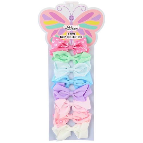 Capelli NY Girls 8pk. Bows Clip Butterflies/Pearl Set