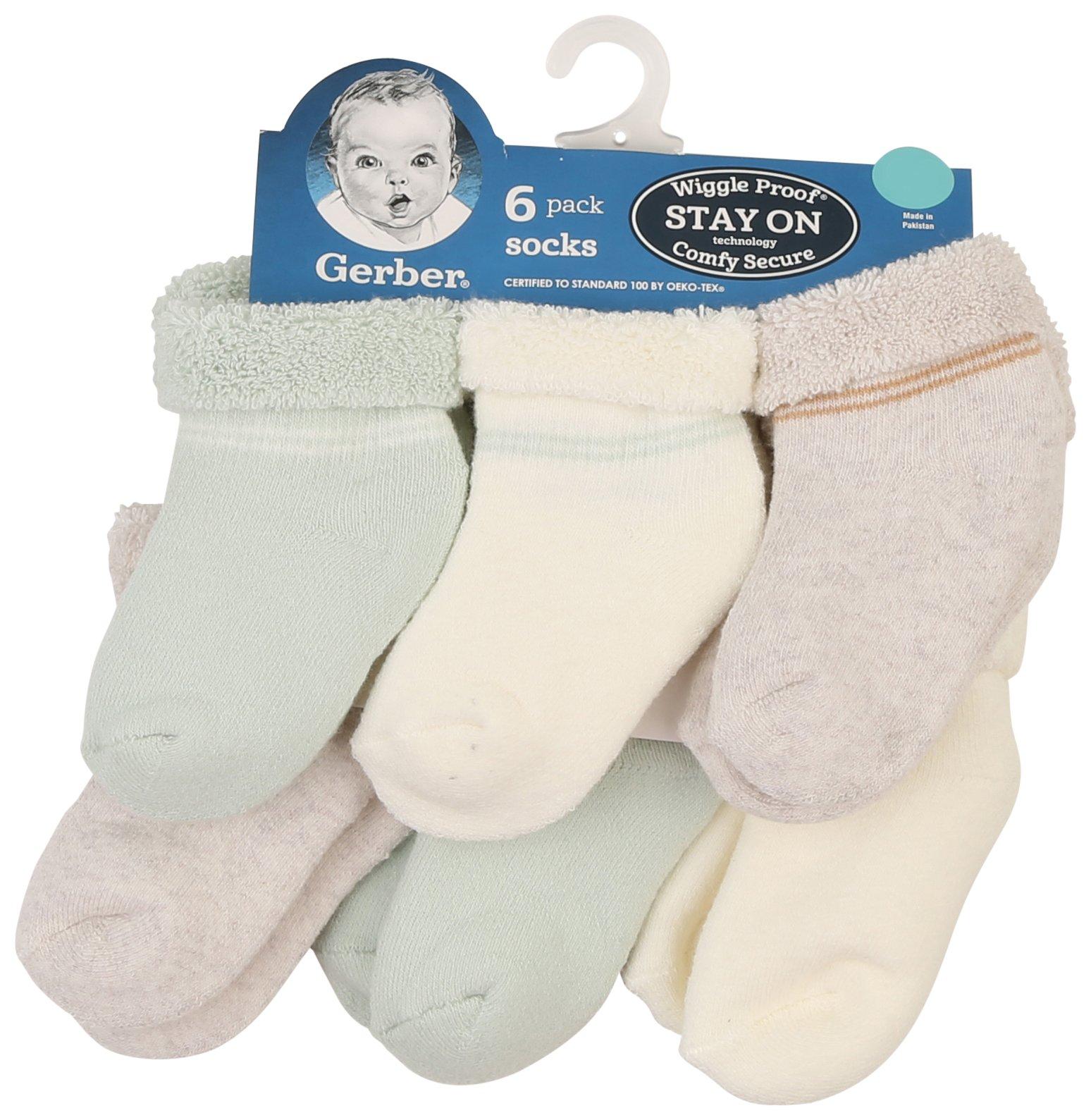 Gerber Baby Boy 6 Pk Wiggle Proof Lined Socks
