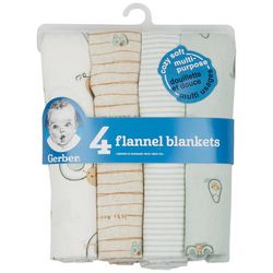 Gerber Baby 4 Pk Avocado Flannel Blankets