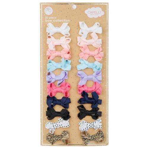 Capelli NY Girls 20pk Bows Clip Collection Set