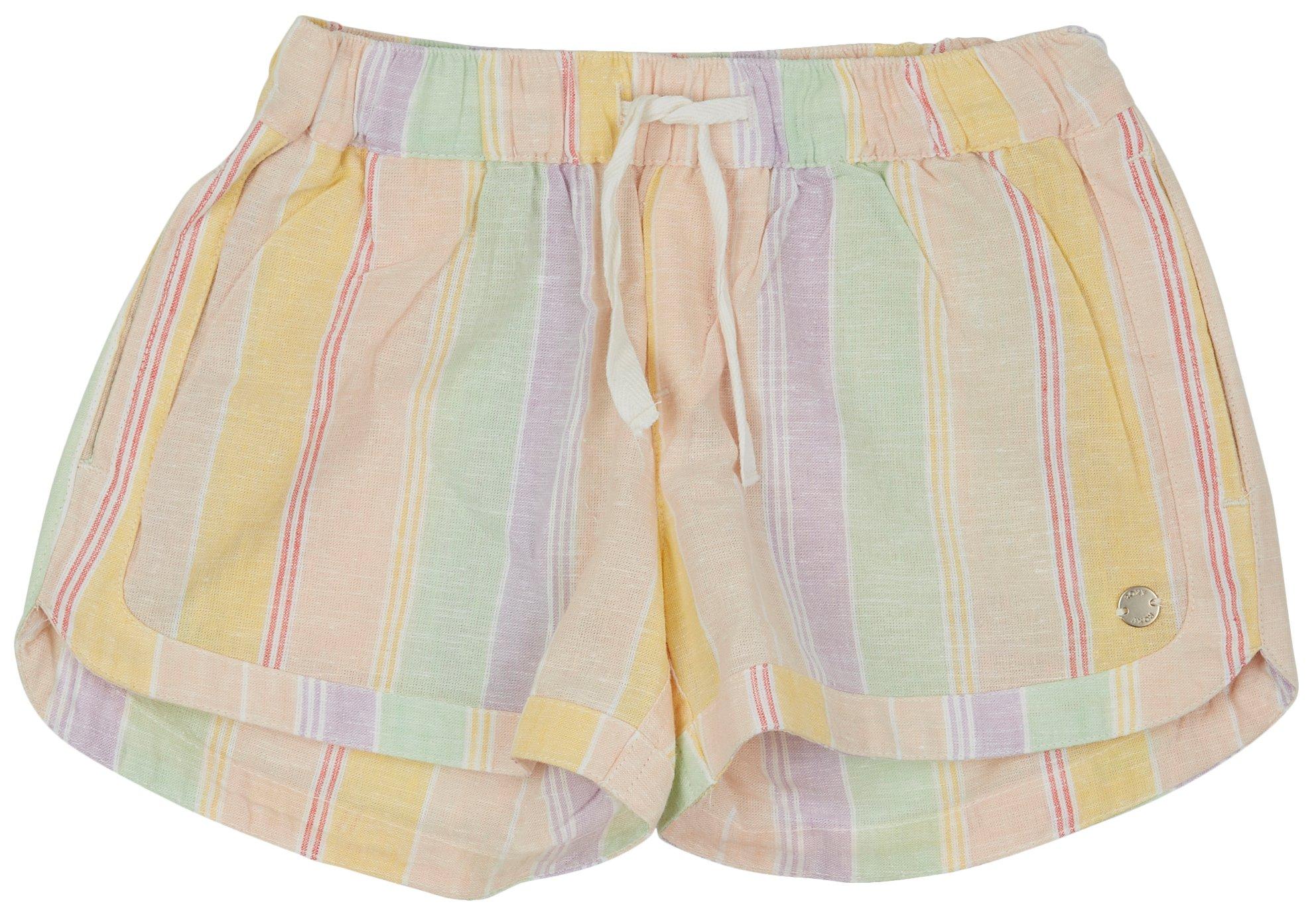 Roxy Little Girls Striped Woven Drawstring Shorts