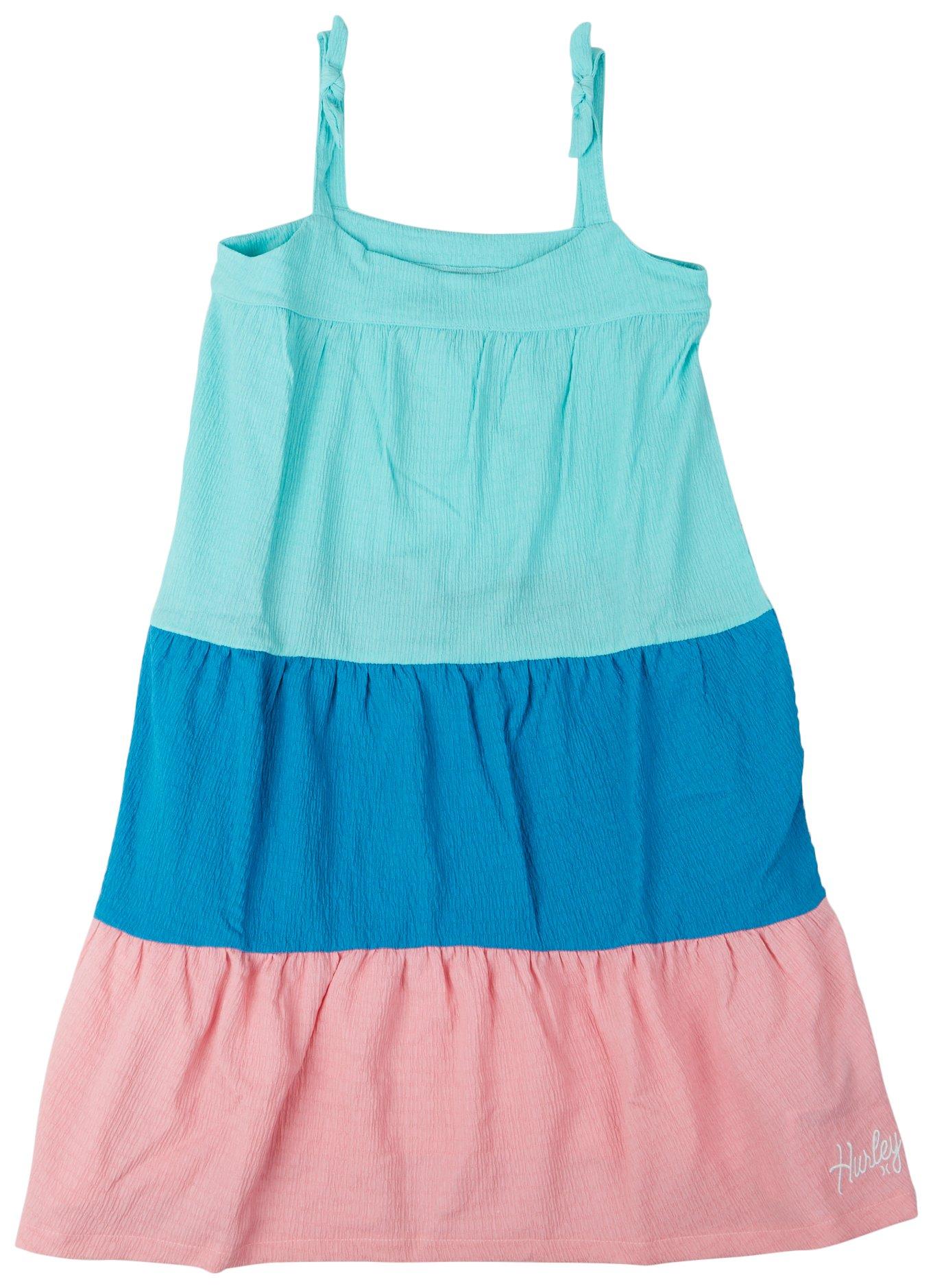 Hurley Big Girls Colorblock Tie Knot Straps Dress