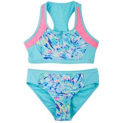 Big Girls 2-pc. Tie Dye Colorblock Swimsuit Set