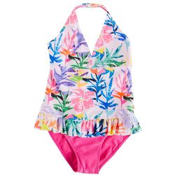 XOXO Big Girls Floral Ruffle Halter Swimsuit