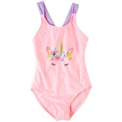 XOXO Little Girls Unicorn Flower Crown Swimsuit