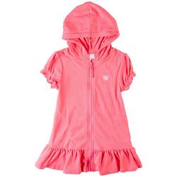 Little Girls Solid Zipper Hooded Cover Up