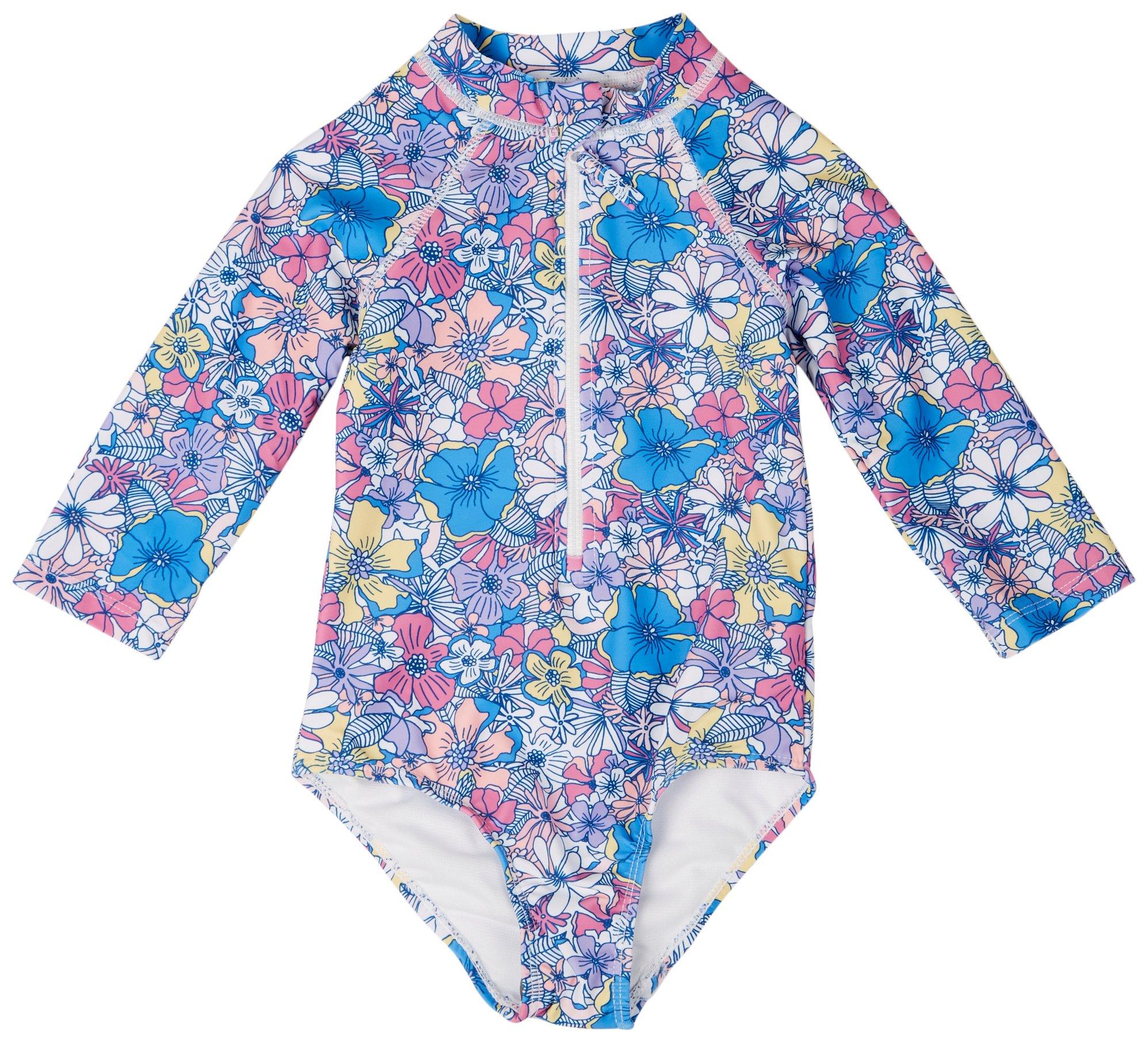 Little Girls One Pc. Floral Print Swimsuit
