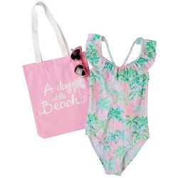 Kensie Girl Little Girls 3-pc. Palm Tree Swimsuit Set