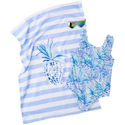 Kensie Girl Big Girls 3-pc. Pineapple Swimsuit Set