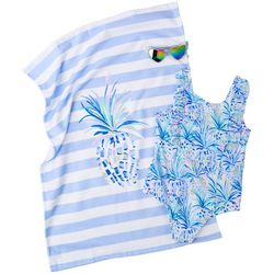 Kensie Girl Little Girls 3-pc. Pineapple Swimsuit Set
