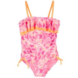 Kensie Girl Big Girls Tie Dye Ruffle Swimsuit