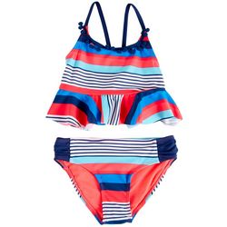 Limited Too Little Girls 2-pc. Stripe Ruffle Swimsuit