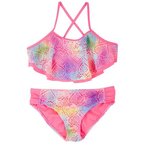 Limited Too Big Girls 2-pc. Crochet Heart Swimsuit