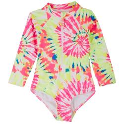 Big Girls Tie Dye Print Rashguard Swimsuit