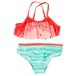 Pink Platinum Little Girls 2-pc. Watermelon Swimsuit