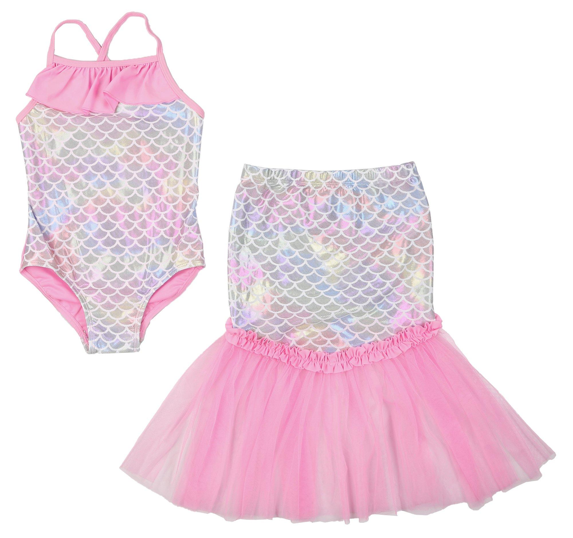 Little Girls 2 Pc. Mermaid Suit + Skirt Set