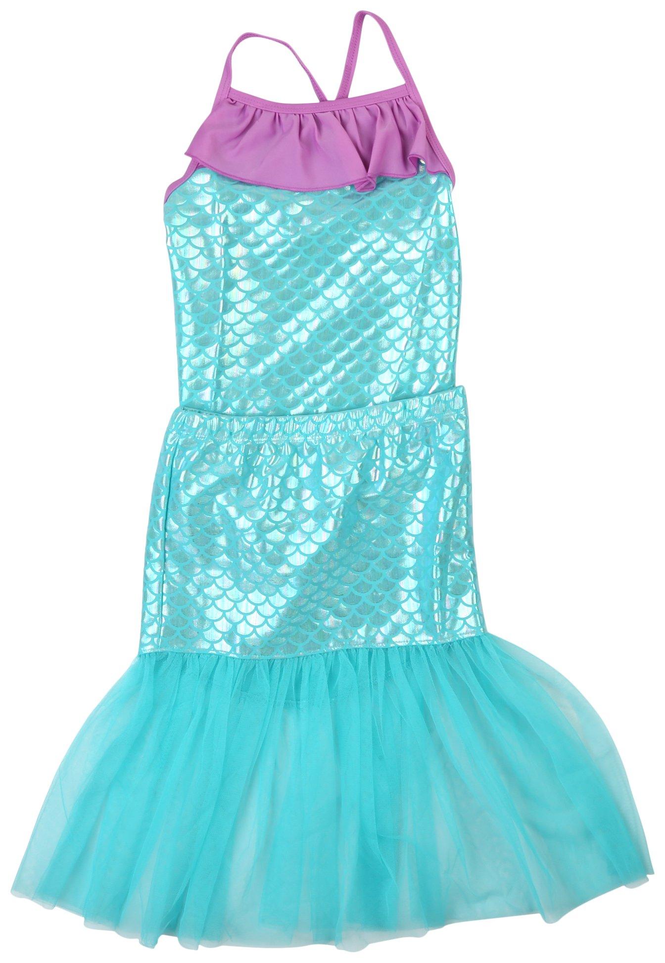 Little Girls 2-pc. Iridescent Mermaid Scale Swimsuit Set