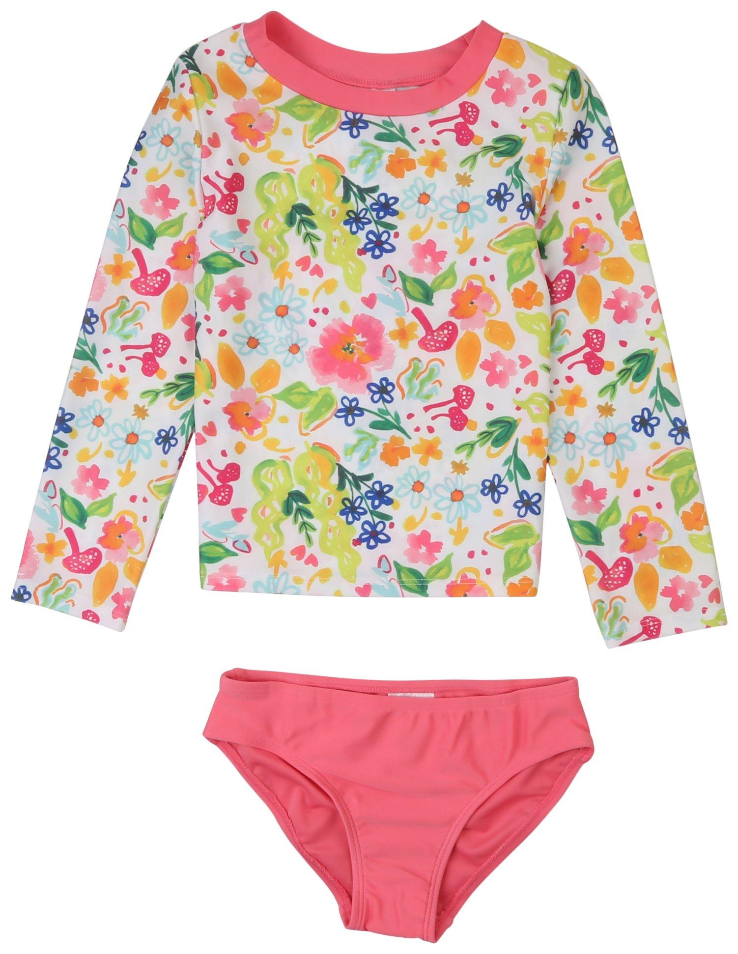 Little Girls 2-pc. Floral Garden Swimsuit Set