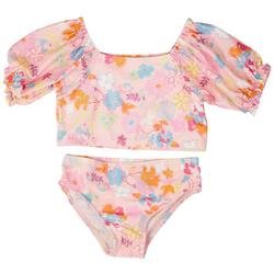 Little Girls 2-pc. Floral Rashguard Swimsuit