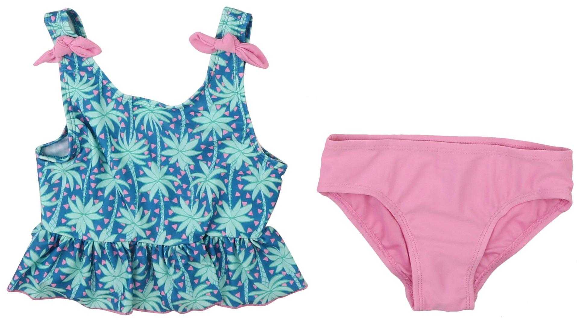 Little Girls 2-pc. Palm Trees Swimsuit Set