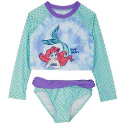 Little Girls 2 Pc Little Mermaid Long Sleeve Swimsuit