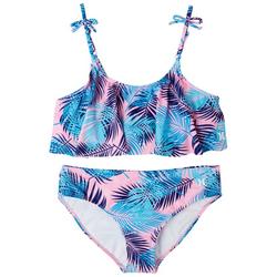 Big Girls 2-pc. Palm Frond Flounce Swimsuit Set