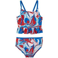 Reel Legends Little Girls 2-pc Swirl Swimsuit Set