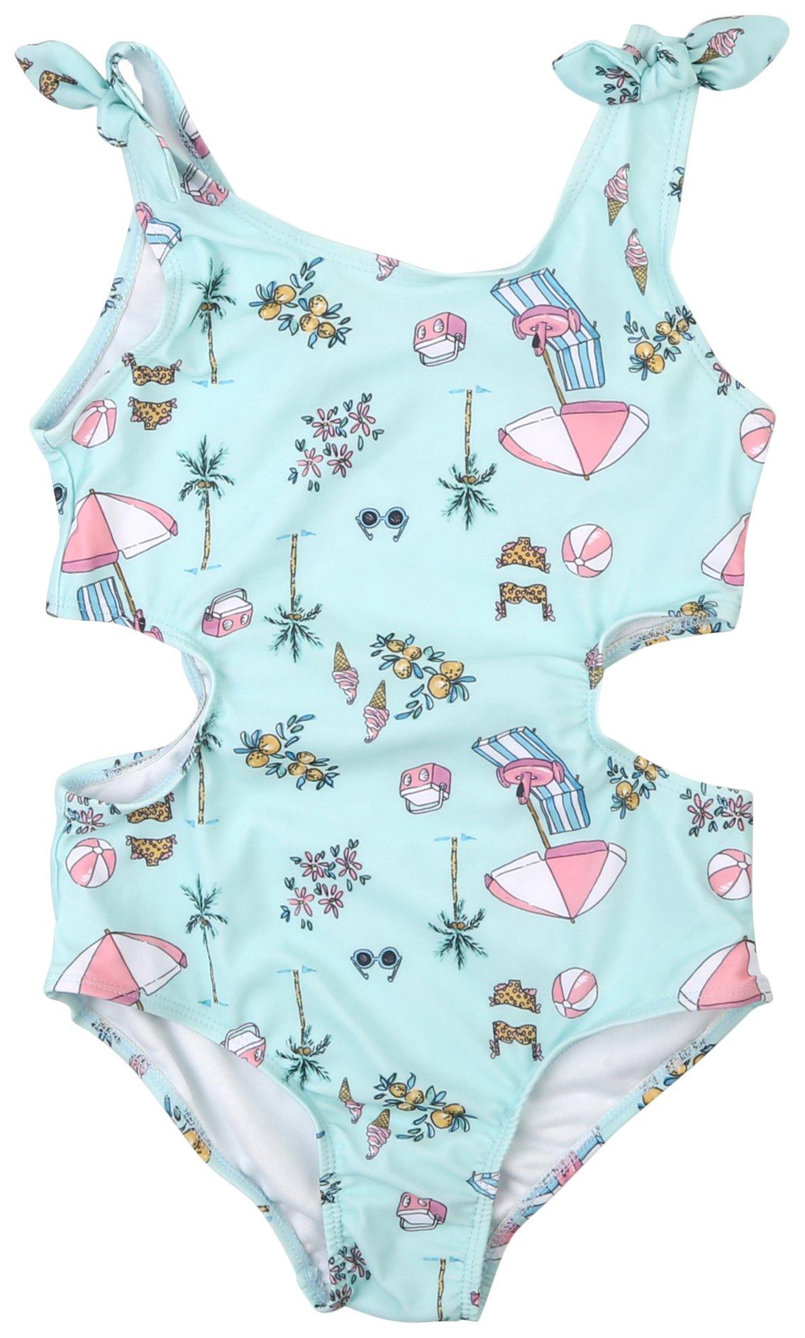 Big Girls Beach Cut Out One Piece Swimsuit