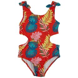 Reel Legends Big Girls 1-pc Tropical Print Swim Suit