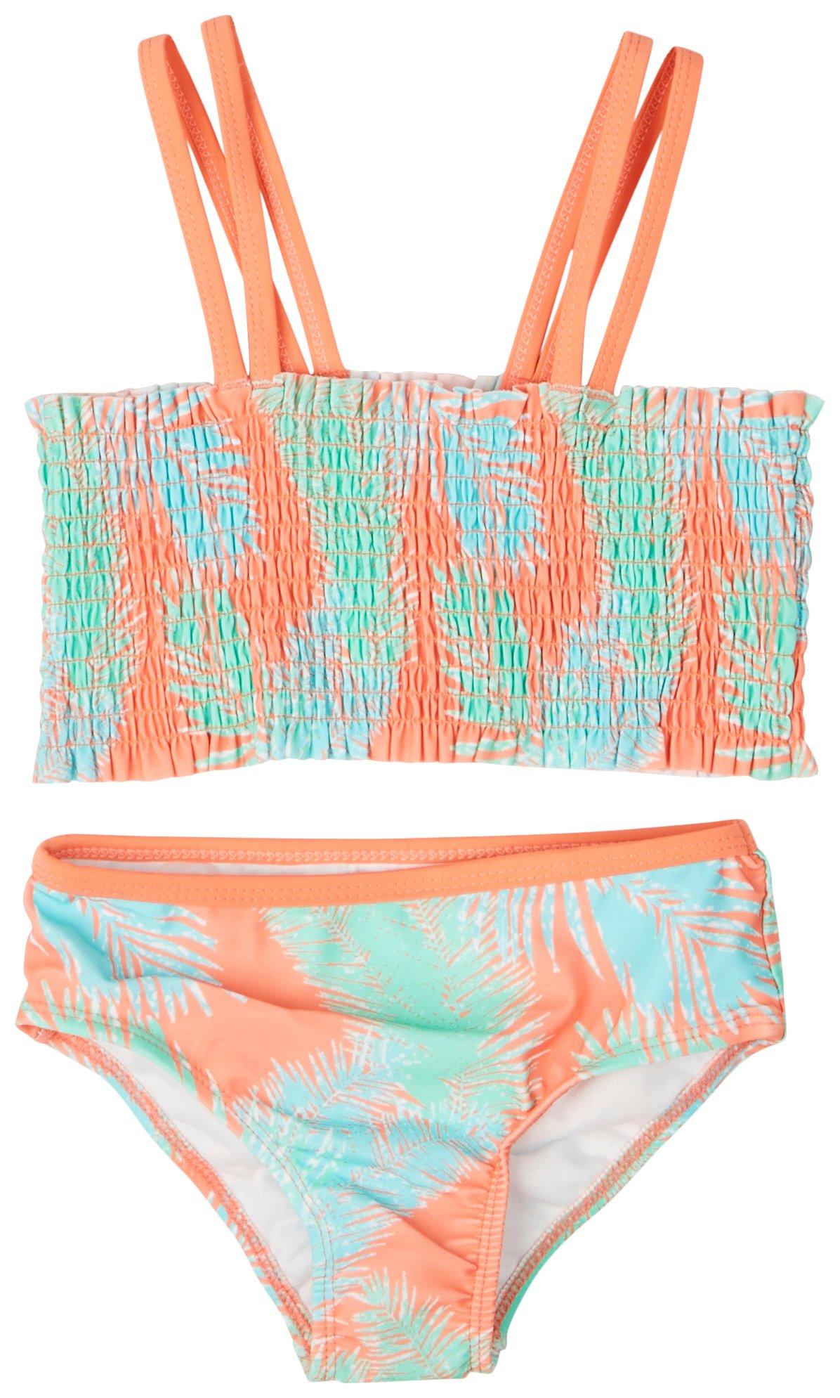 Reel Legends Little Girls 2-pc Smocked Tie Dye Bikini Set