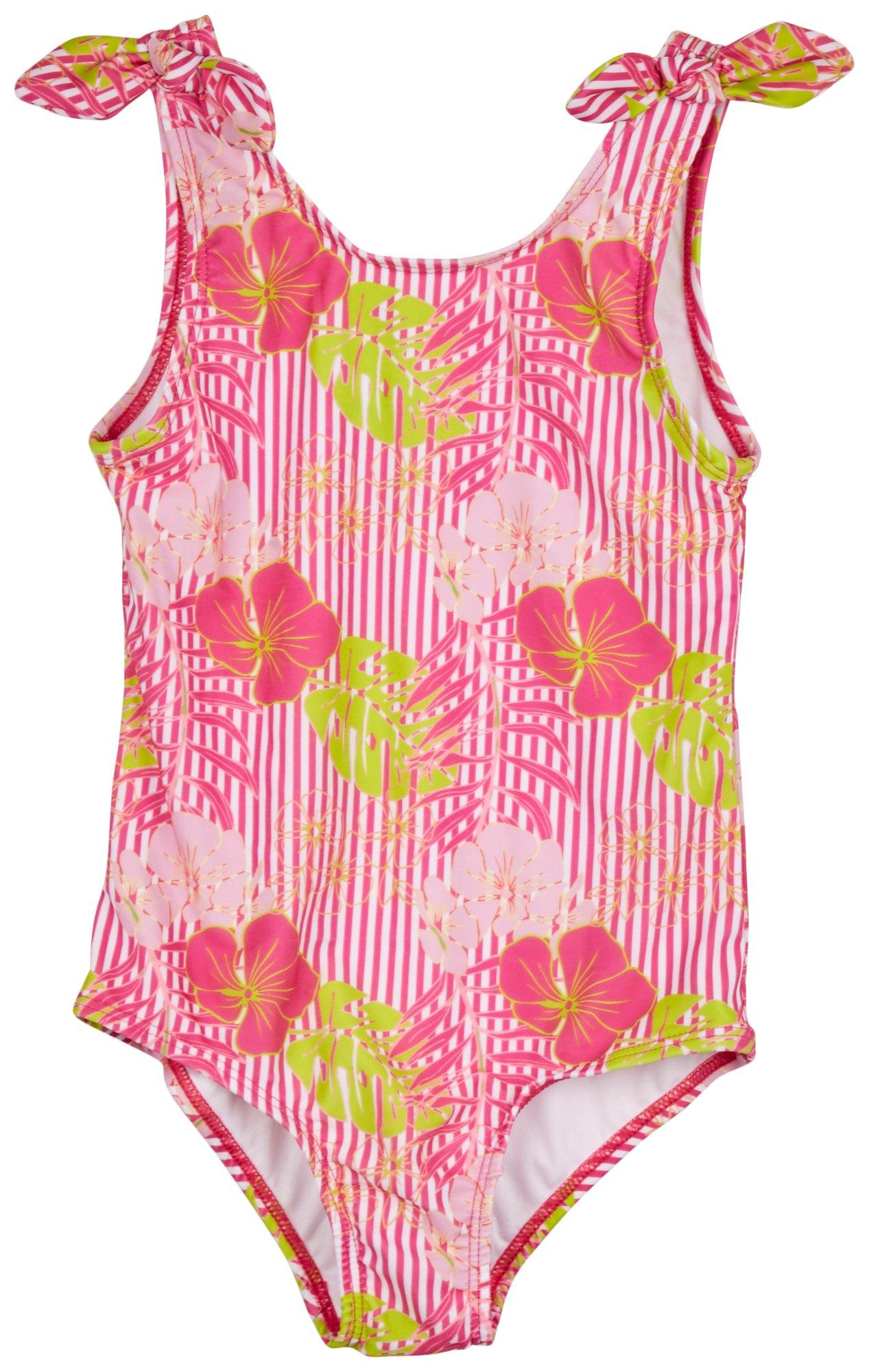 Little Girls 1 Pc. Tropical Stripe Swimsuit