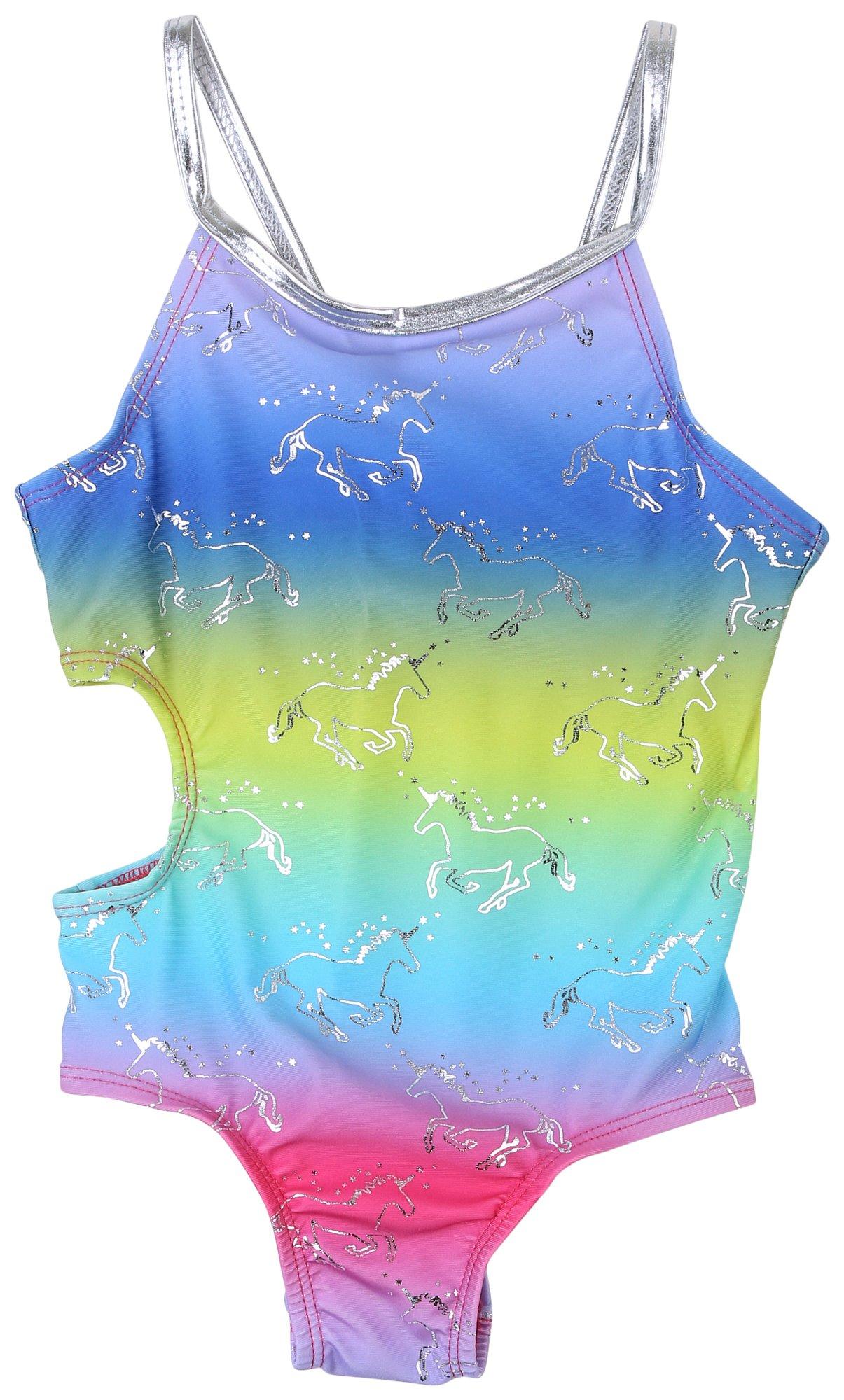 Little Girls 1 Pc. Rainbow Swimsuit