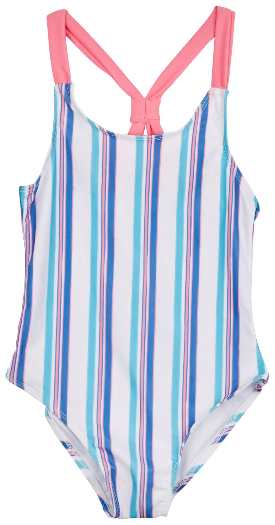 DOT & ZAZZ Little Girls 1 Pc. Ice Cream Stripe Swimsuit