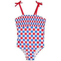 DOT & ZAZZ Little Girls 1 Pc. Americana Checkered  Swimsuit