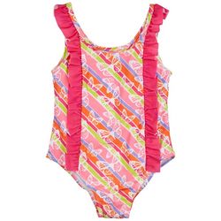 DOT & ZAZZ Little Girls 1 Pc. Butterfly Stripe Swimsuit