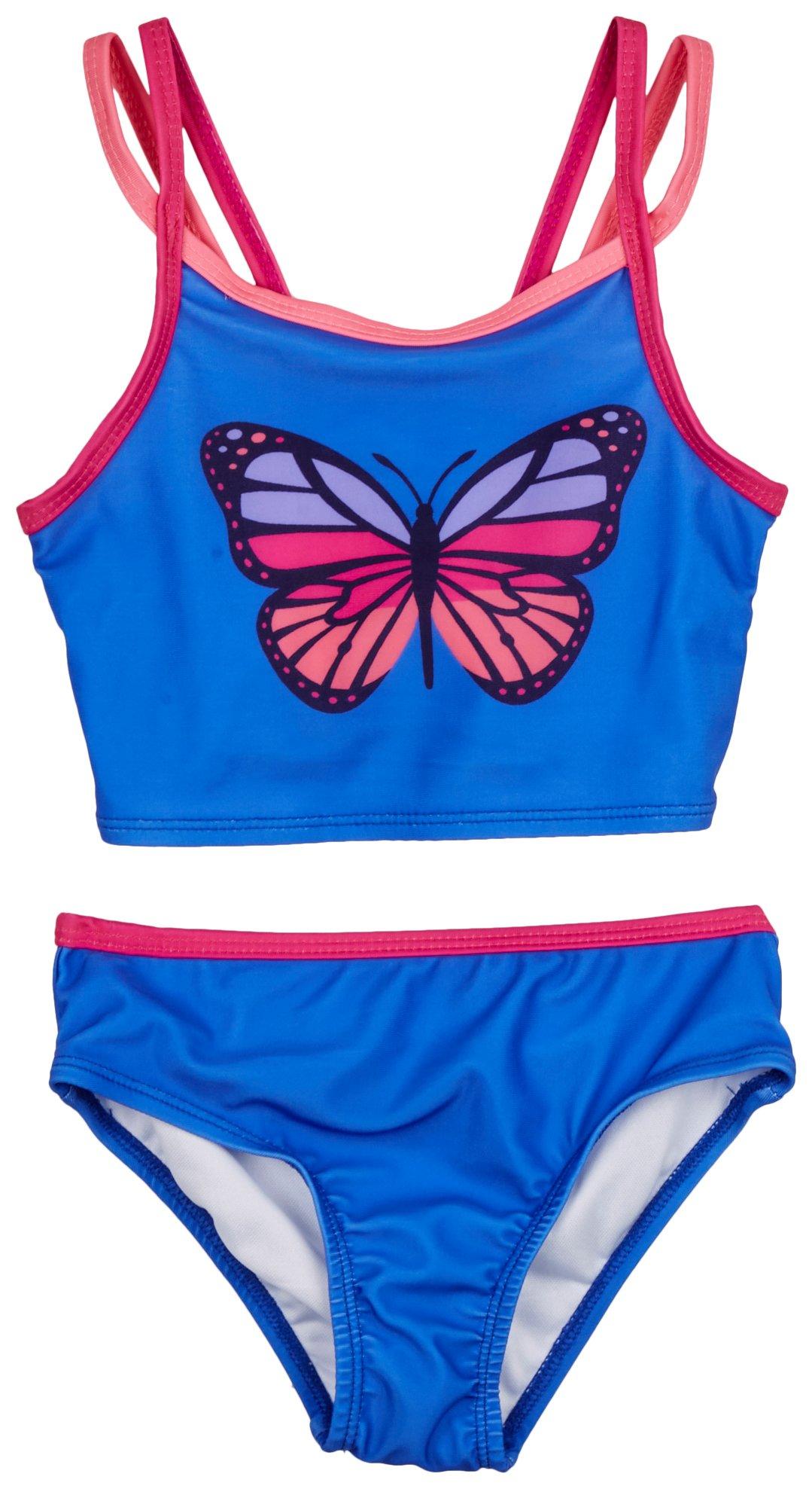DOT & ZAZZ Little Girls 2-Pc. Butterfly Swimsuit Set