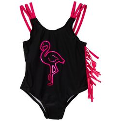BRIGHT SKY Little & Big Girls 1Pc. Flamingo Fringe Swimsuit