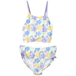 BRIGHT SKY Big Girls 2-pc. Floral Side Tie Swimsuit Set