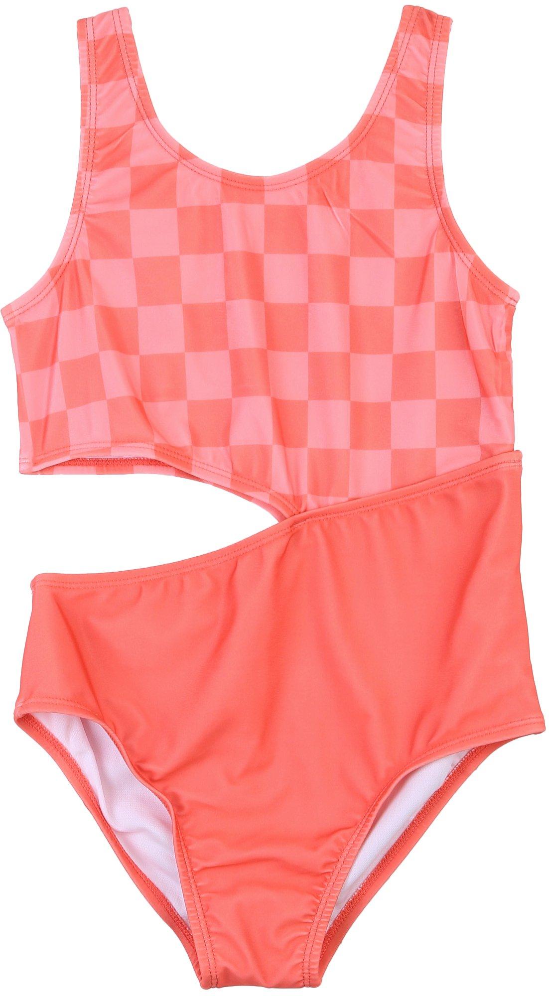 Big Girls 1 Pc. Checkered Swimsuit