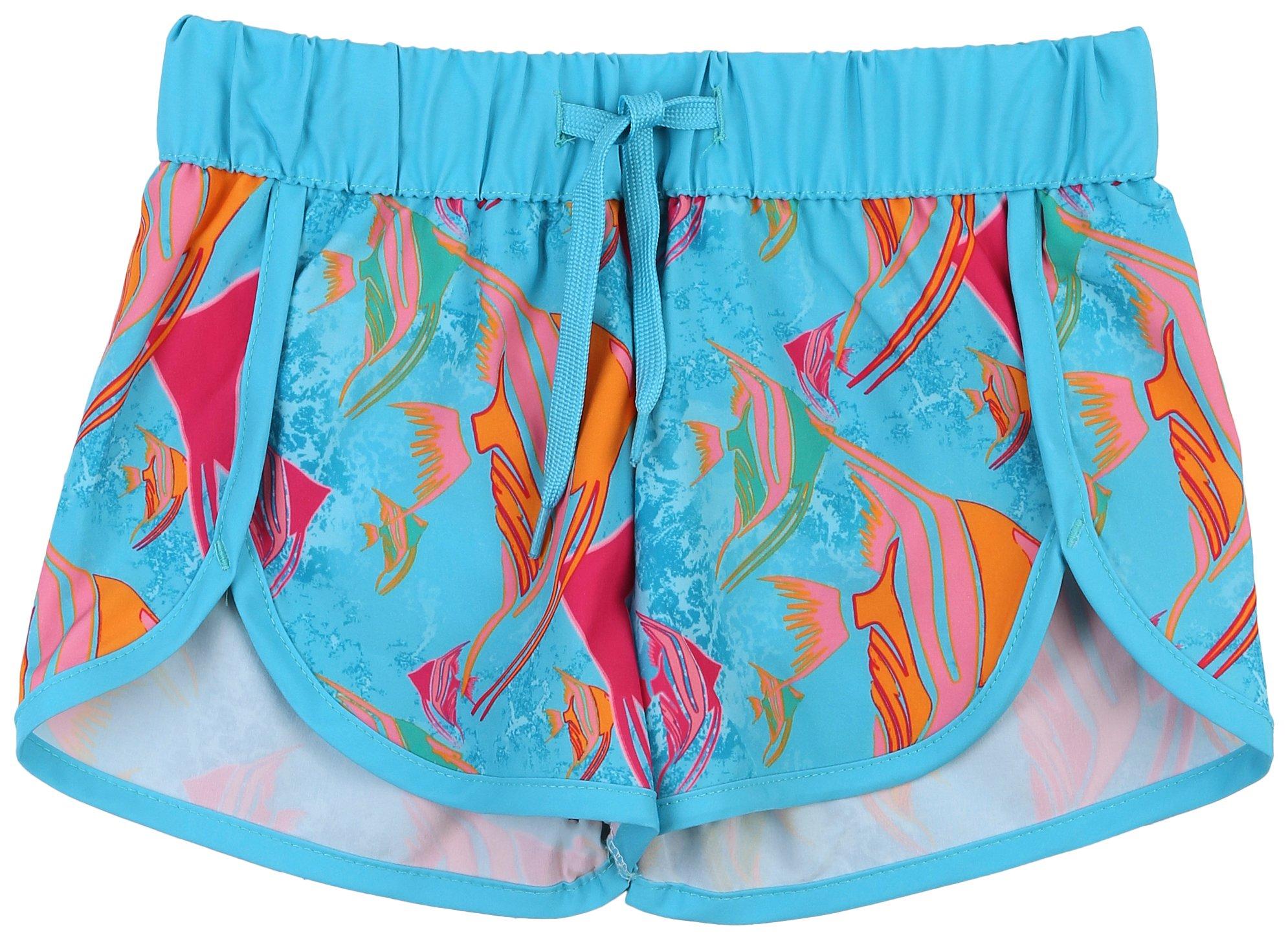 Reel Legends Big Girls Tropical Fish Print Swim Shorts