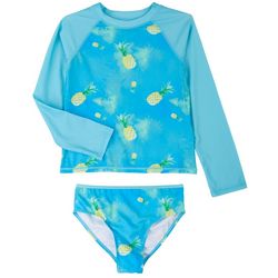Dot & Zazz Little Girls 2-pc. Pineapple Rashguard Swimsuit