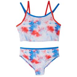 Reel Legends Little Girls 2-pc. Americana Tie Dye Bikini Set