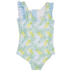 Little Girls One Pc. Pineapple Ruffle Swimsuit