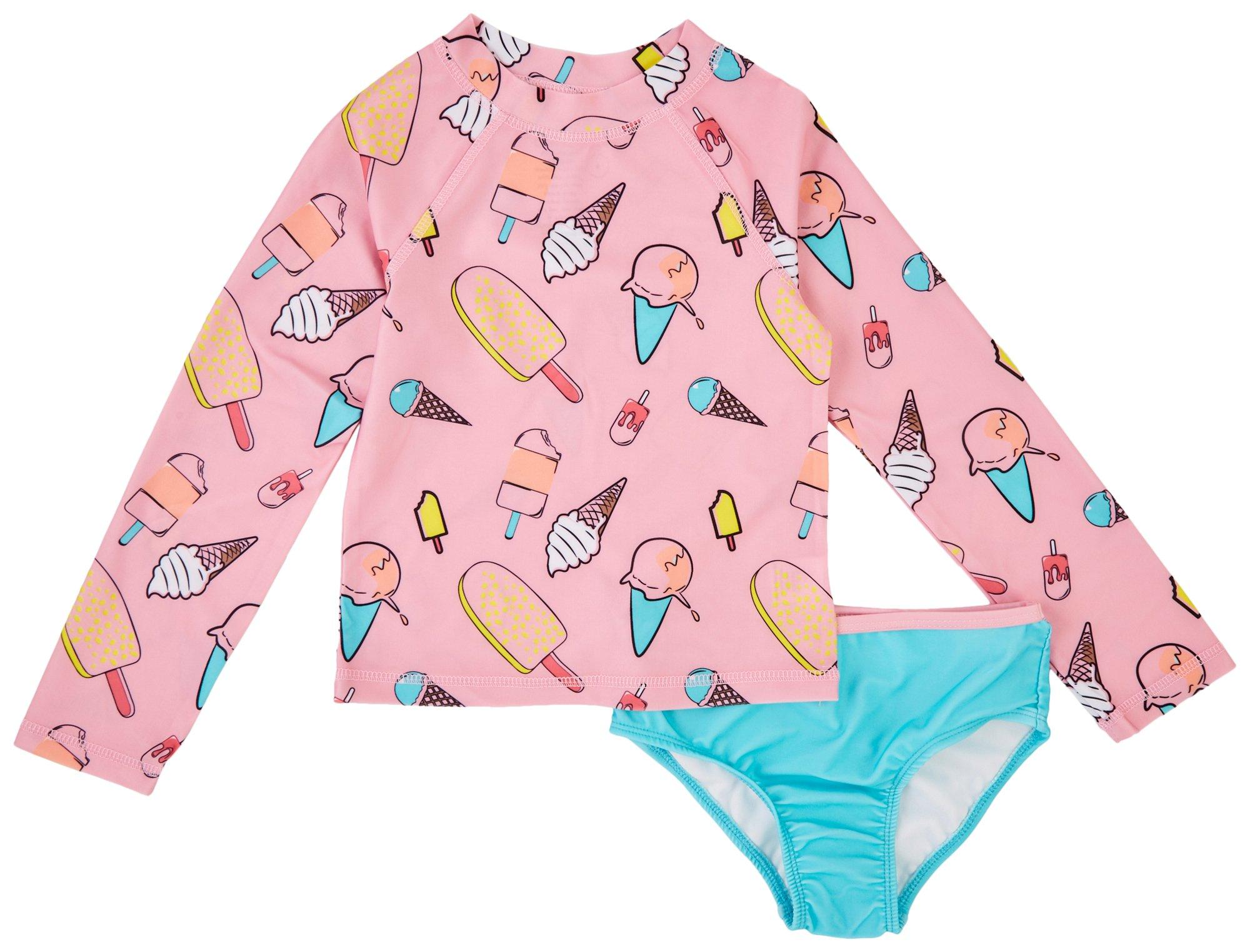 Little Girls Frozen Treats 2-pc. Rashguard Swimsuit